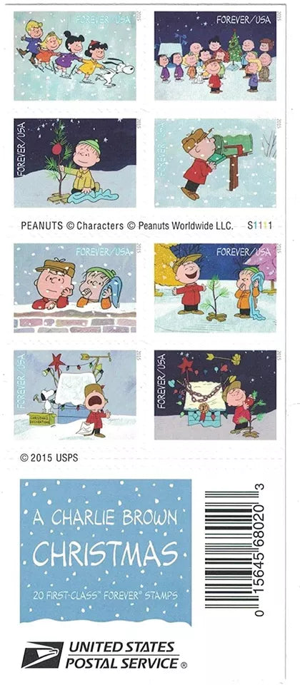 A CHARLIE BROWN CHRISTMAS BOOK OF 100 FOREVER STAMPS