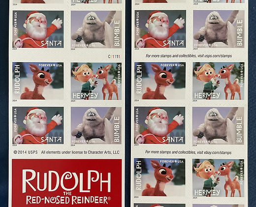 RUDOLPH THE RED NOSE REINDEER BOOK OF 100 FOREVER STAMPS