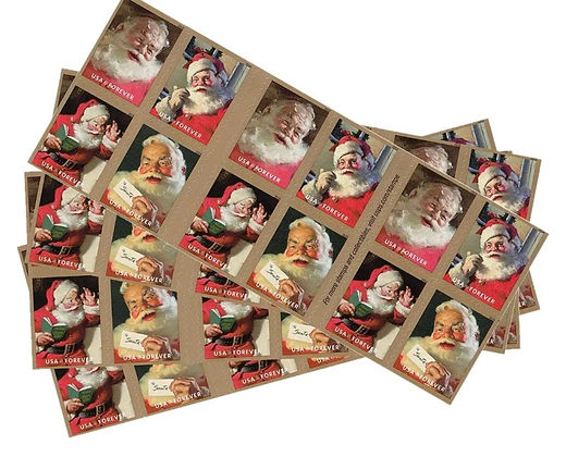 SPARKLING SANTA CHRISTMAS BOOK OF 100 FOREVER STAMPS
