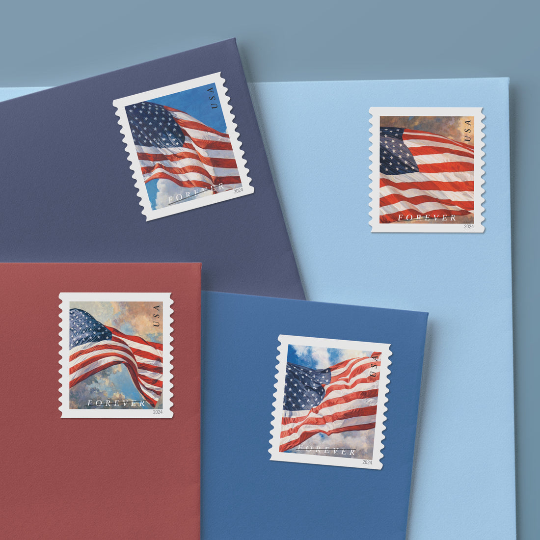 USA WAVING FLAG FOREVER POSTAGE COIL/ROLL OF 100 STAMPS