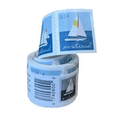 POSTCARD Stamps: Sailboats Postcard Roll of Stamps 2023 (100pcs) - Not First-Class Forever Stamps