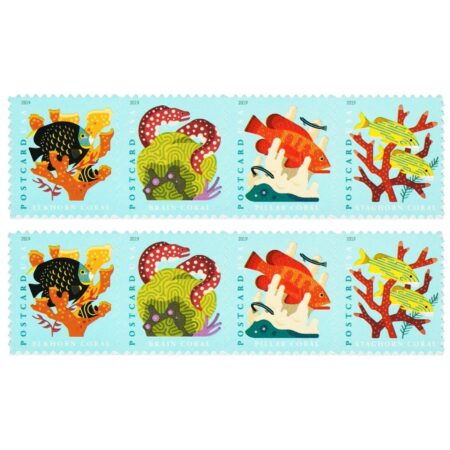 POSTCARD Stamps: Coral Reefs (U.S. 2019) Postcard Stamps 100 pcs - Not First-Class Forever Stamps