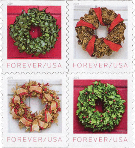 Holiday Wreaths (US 2019) Forever Postage Stamps 100 pcs